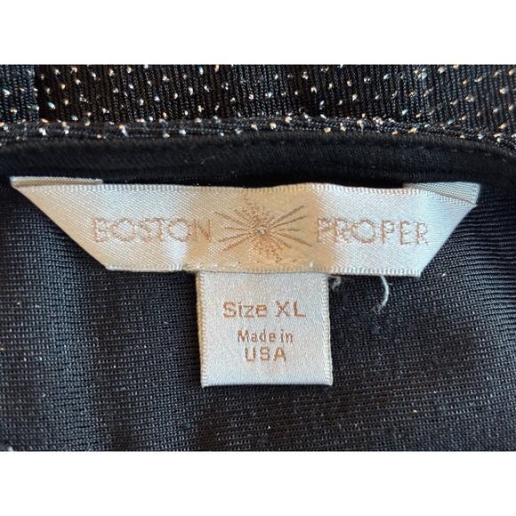 Boston Proper Black with Metallic Thread Open Cold Shoulder A-Line Top XL - Picture 9 of 9
